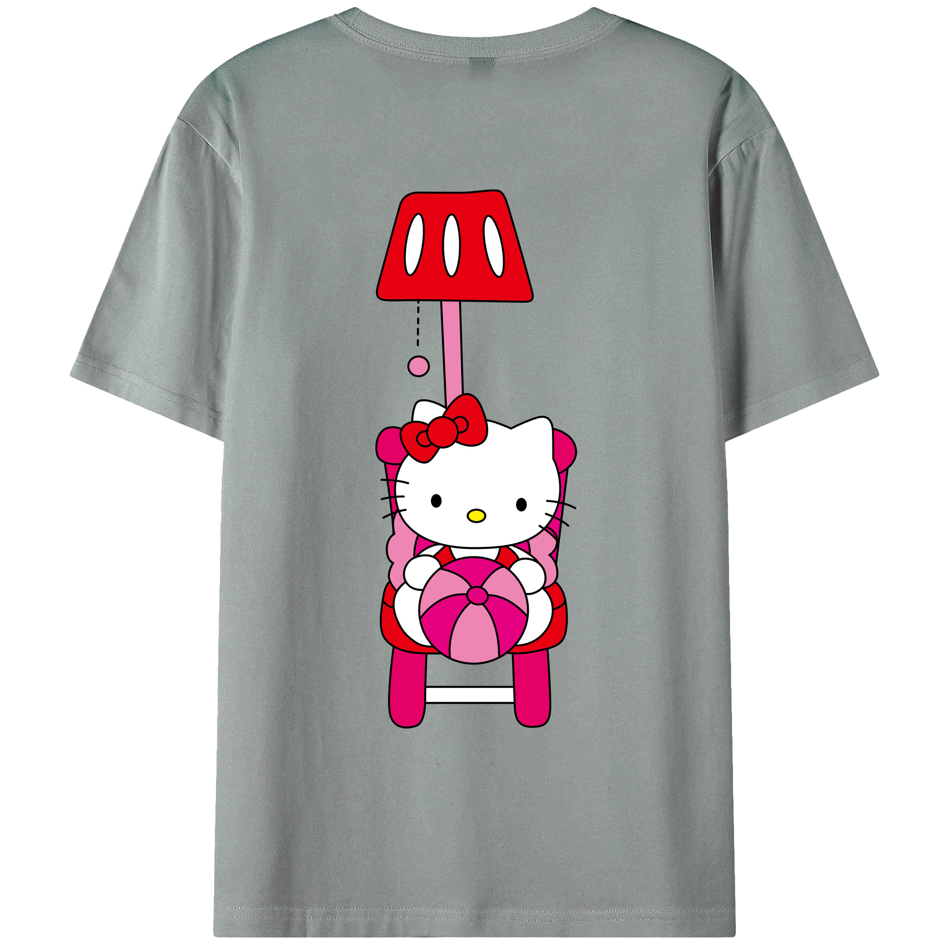 （画像用） Hello Kitty ハローキティ 綿100％ メンズ半袖Tシャツ（バックプリント） 通気性